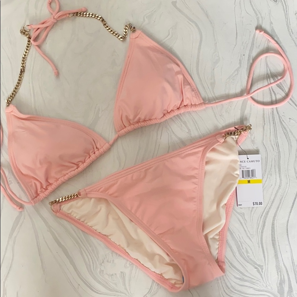 Vince Camuto pink triangle bikini